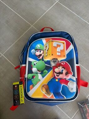 Super Mario Kids Blue & Red Backpack with Mario & Luigi